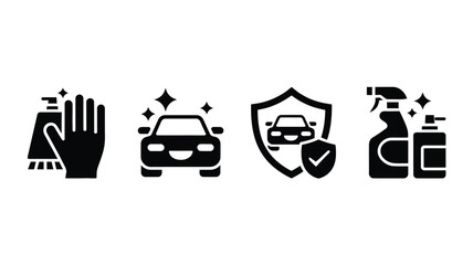 Naklejka premium Car care service icons featuring cleaning protection and detailing solutions