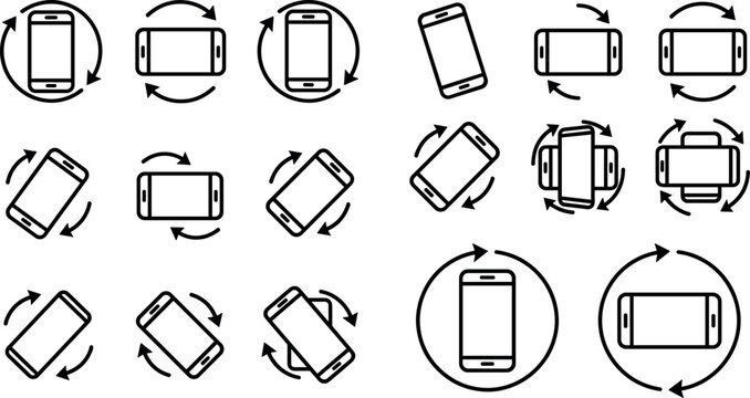 Collection of Smartphone Screen Rotation Icons for Mobile App Interface and User Experience DesignCollection of Smartphone Screen Rotation Icons for Mobile App Interface and User Experience Design