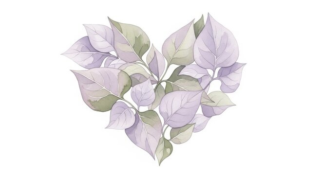 Heart shaped cluster of purple and white petaled flowers on green stems