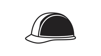 Fototapeta premium Black and white hard hat safety helmet icon.
