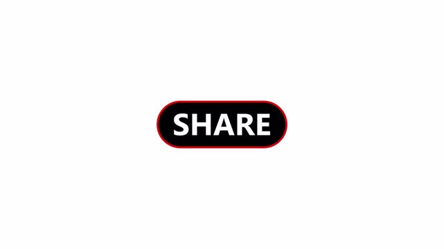 share button animation with icon animation on transparent background with alpha channel for social media in 4K animation