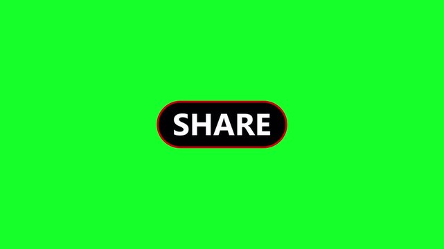 share button animation with icon animation on transparent background with alpha channel for social media in 4K animation