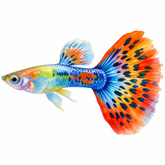Fototapeta premium Colorful Betta Siamese Fighting Fish Aquarium Flat Illustration