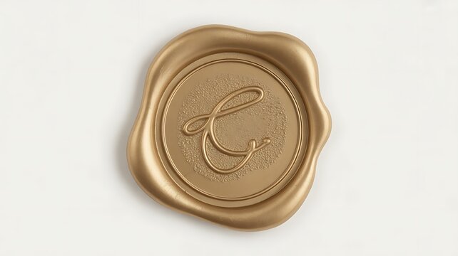 Golden Wax Seal with Embossed Letter C