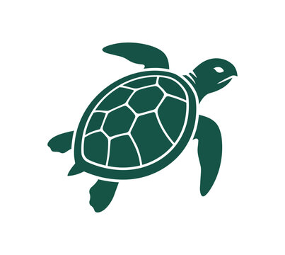 Green Sea Turtle Silhouette Swimming Gracefully Underwater.