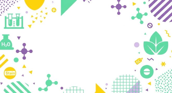 Science laboratory elements pattern with chemical molecule and biology icons background.
