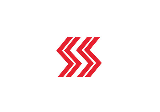 Abstract red geometric zigzag logo on white background