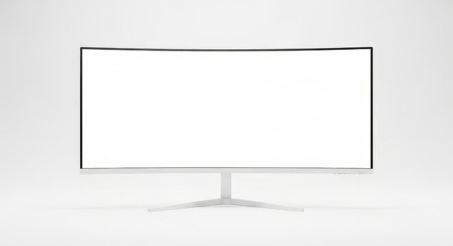 Empty monitor on stand isolated white background minimal setup