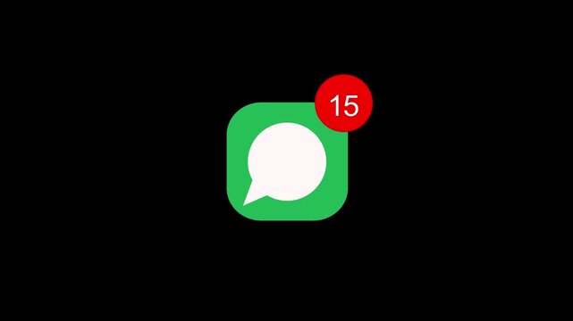 Mobile chat app icon displays rising notifications for missed messages background animation 4k video