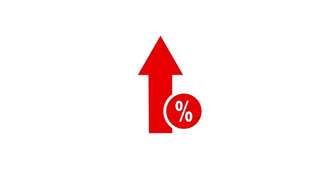 Interest rate increase arrow Financial, business, and statistical analysis white background animation 4k video