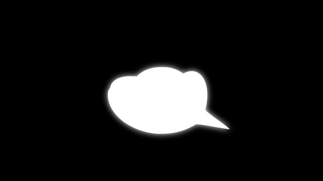 speech bubble motion icon. Animated icon of a simple speech bubble for text message communication black background.animation 4k video