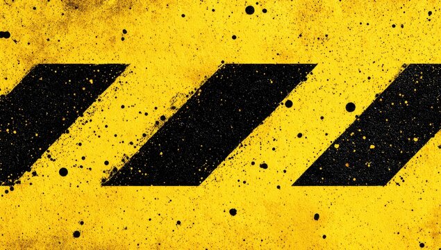 Yellow and black hazard stripes with textured gritty surface