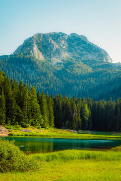 Black Lake (Crno Jezero) with the majestic Medjed peak in the background, Durmitor National Park, Montenegro.