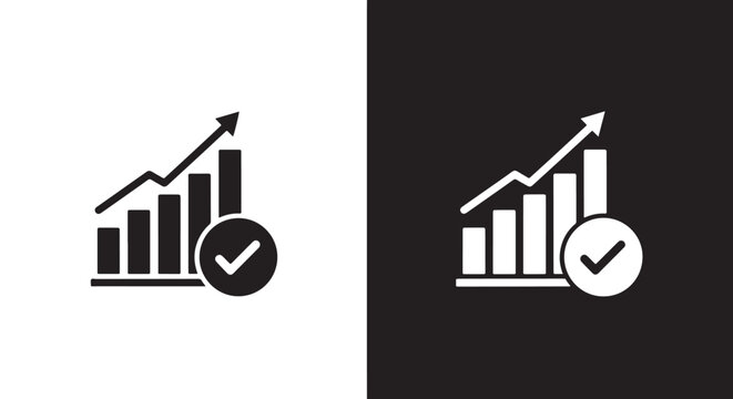 growth success icon set verified: Line and glyph solid icon and logo template - Clipart, sticker - icon set