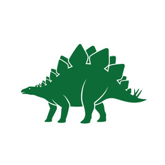 Fototapeta premium Green stegosaurus dinosaur silhouette vector illustration on white background