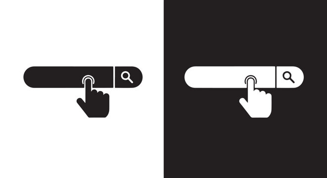hand cursor click icon vector dark mode: Line and glyph solid icon and logo template - Clipart, sticker - icon set