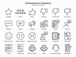 Fototapeta premium Customer feedback and testimonials icons set.