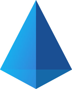 Modern blue three dimensional isometric pyramid with gradient shading for business data visualization graphic design illustration