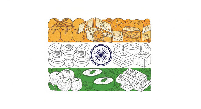 Indian Food and Cuisine Illustration.