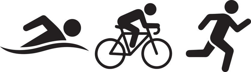Triathlon sport icons set including swimming, cycling and running © sefatahmed