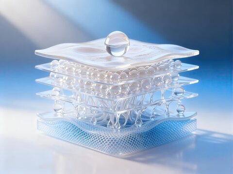 Skin Layers Hydration and Repair 3D Concept, Serum Penetrating Skin Structure, Skincare Moisturizing Tech and Cosmetic Ingredient Visualization