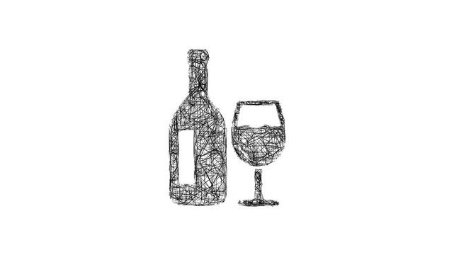 Sketch wine icon animation - smooth progressive reveal