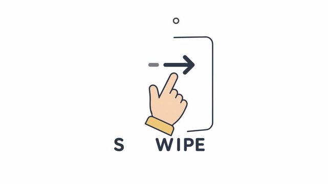 Swipe Right Hand Gesture Animation 4k - Flat Cartoon Finger Icon for Mobile Tutorial