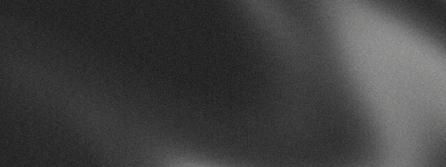 Abstract black and white grainy texture background, noisy poster header backdrop with soft curved shadow and light gradient cover design © sipon
