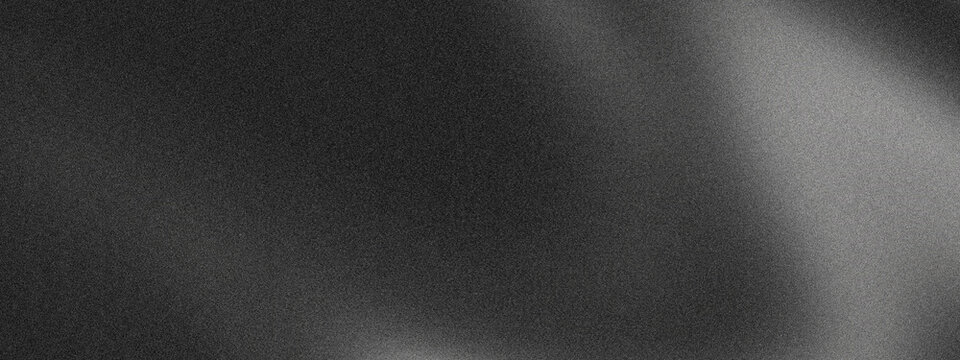 Abstract black and white grainy texture background, noisy poster header backdrop with soft curved shadow and light gradient cover design