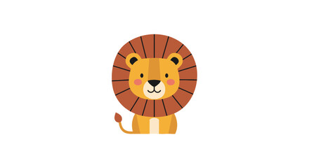 Sitting cute cartoon lion with large brown mane © farel