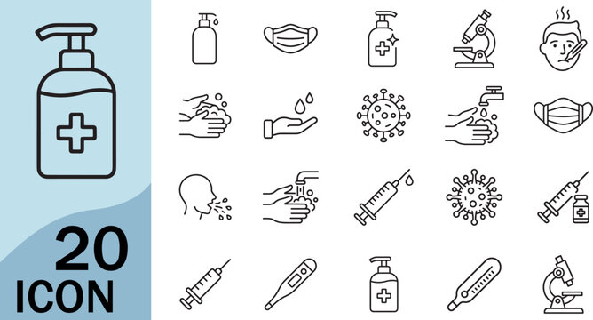 Medical icons for hygiene and health protection