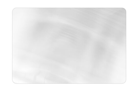 Transparent frosted glass frame with rounded corners and glossy reflection, isolated on a transparent background.