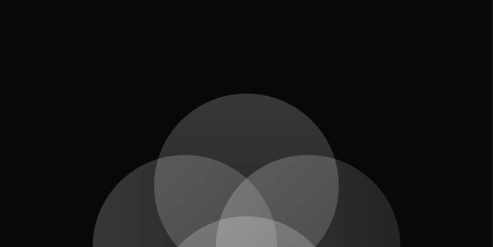 Minimal Abstract Circular Flower Shape Border on Black Background with Copy Space