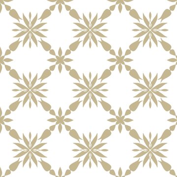 Gold Botanical Seamless Pattern with Geometric Floral Elements