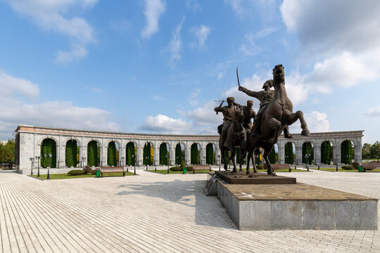 Equestrian statues in a memorial complex "The Memorial of Memory and Glory " in Nazran