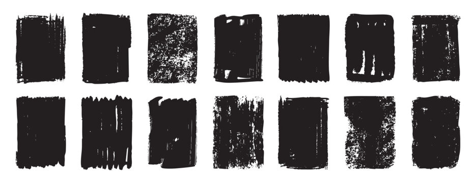 Handmade grunge stamp squares arranged, playful ink marks and rough edges create quirky indie vibe, perfect for zines, sticker packs, boutique branding and DIY craft projects with tactile charm.