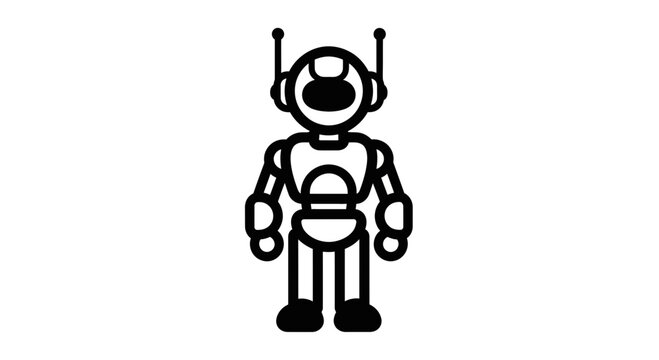 A black robot with antennae on its head