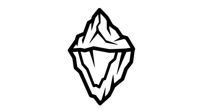 Black and white illustration of an iceberg