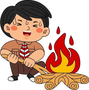 Boy Scout Student Vector Illustration