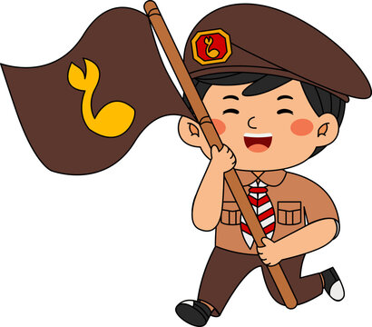 Boy Scout Student Vector Illustration