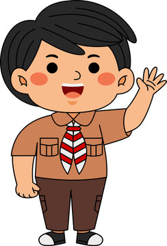 Boy Scout Student Vector Illustration