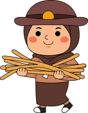 Girl Hijab Scout Student Vector Illustration