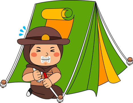 Girl Hijab Scout Student Vector Illustration