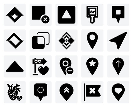 Ui And Design Tool Geometries &ndash; Abstract Squares Representing Actions Like Cancel, Pin, And Location.