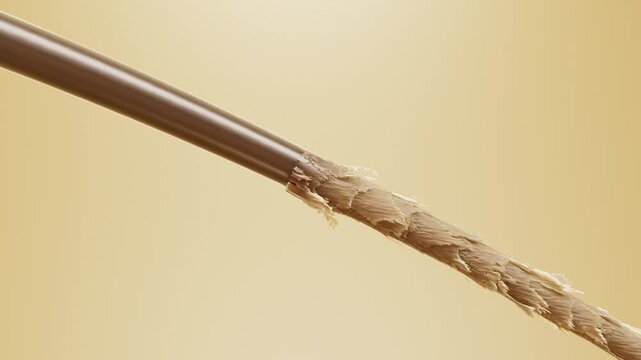 3D animation showing the transformation of a damaged hair strand into a smooth and shiny structure. Lifted cuticles gradually align and close, creating a healthier surface with improved texture