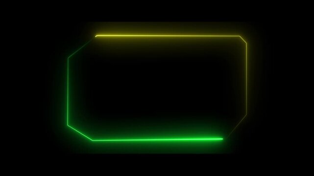 Glowing neon technological blue color HUD template callout animation. Neon blue motion graphics of Hud callout icon on black background. 4k video