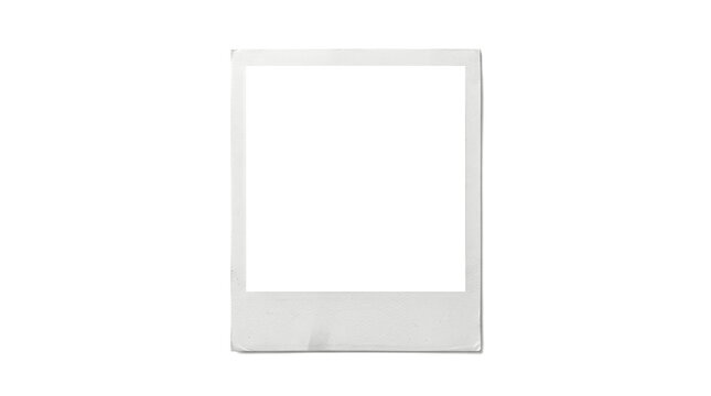 Blank vintage instant photo frame mockup empty square clear paper picture snapshot template retro nostalgic photography element isolated pure white background