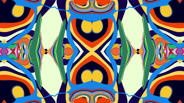 Colorful abstract geometric pattern with bold symmetrical shapes