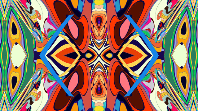 Colorful abstract geometric pattern with vibrant symmetrical design