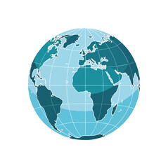Fototapeta premium Illustration of a World Globe with Continents and Grid Lines.